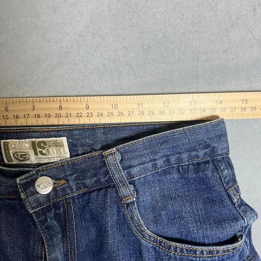 Vintage Y2K IS Girl Interstate Double Leg Baggy Jeans Womens 11 Blue Made in USA - Picture 10 of 10